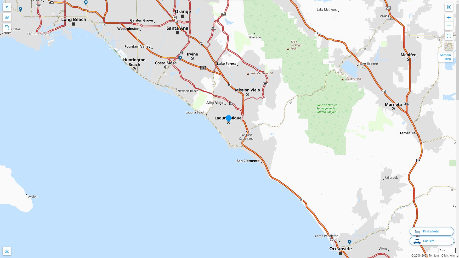 Laguna Niguel California Highway and Road Map